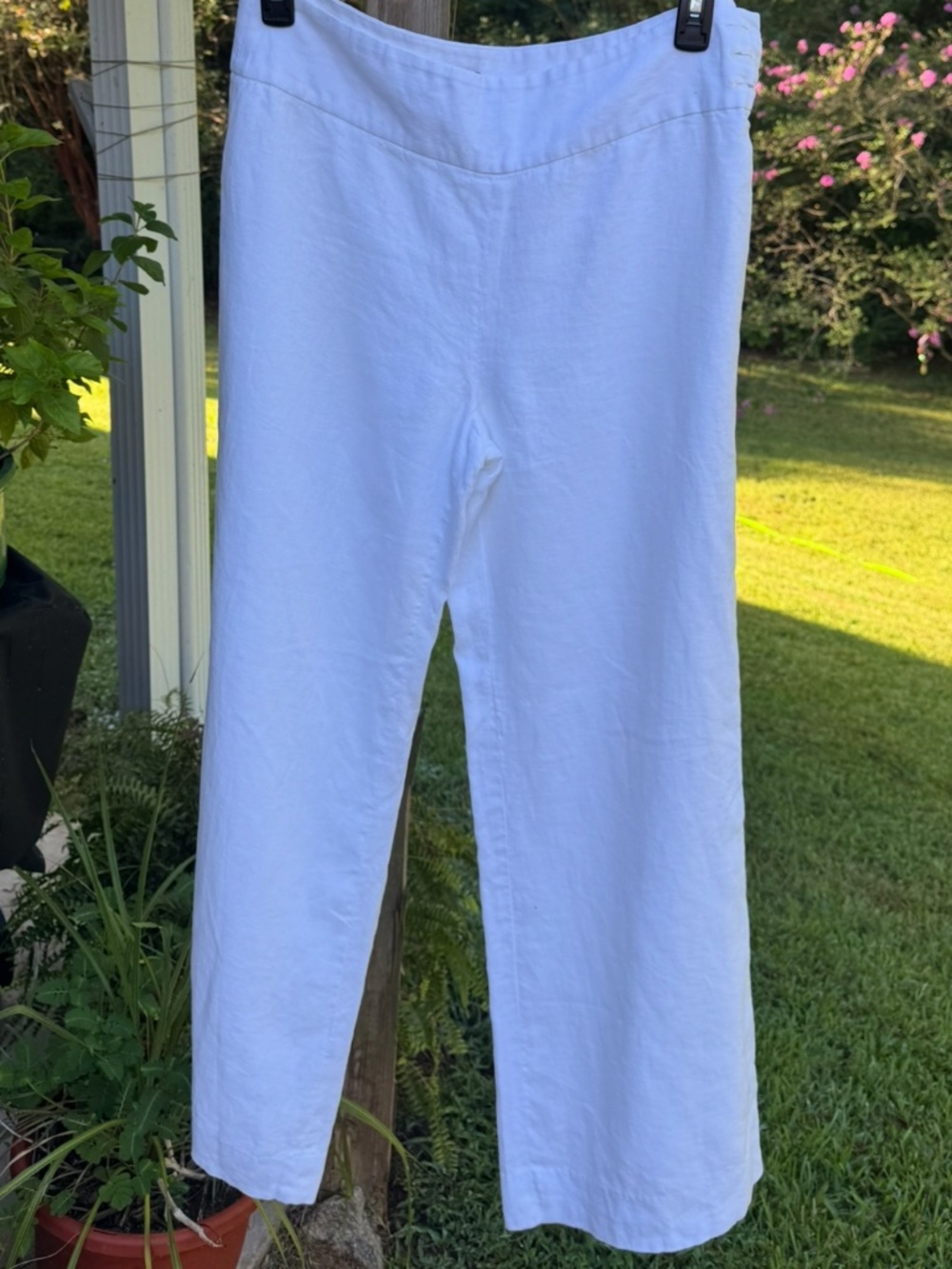 American Living White 100% Linen High Waist Straight Leg Pants Size 10 - Picture 5 of 8